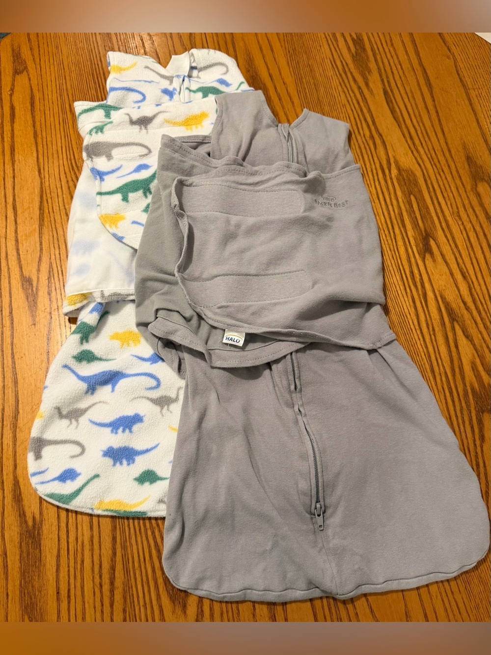 HALO SleepSack Swaddle Bundle 3-6M Organic Cotton & Fleece Dinosaur 2-Pack